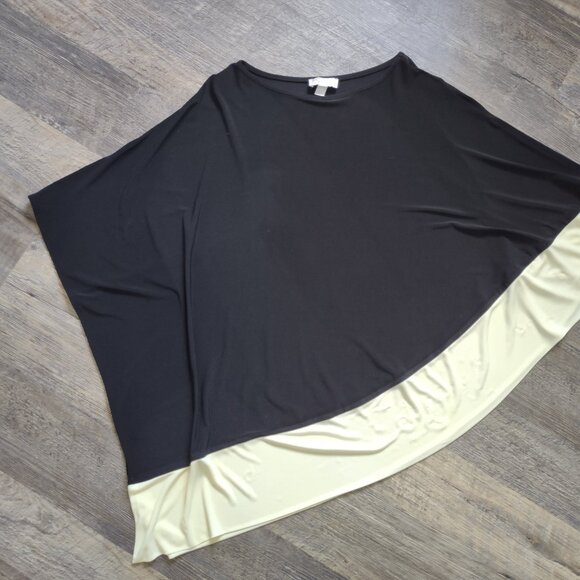 Scapa Lauren Perre Geometric Poncho Style Top Black & Cream Sz Med - Picture 6 of 7